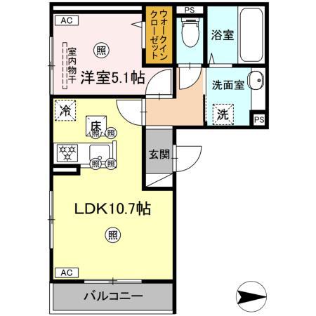 ラルゴ スターダスト(1LDK/2階)の間取り写真