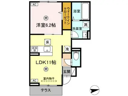 レヴァータ(1LDK/1階)の間取り写真