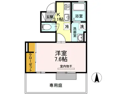 クレア メゾン(1K/1階)の間取り写真