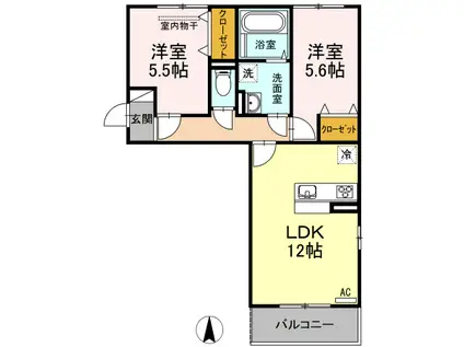 アスターエイト A棟(2LDK/3階)の間取り写真