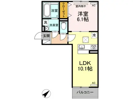 ヴィクトワール(1LDK/3階)の間取り写真