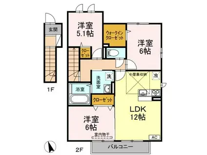 サンシャイン(3LDK/2階)の間取り写真