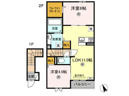 FELICITTA(2LDK/2階)の間取り写真