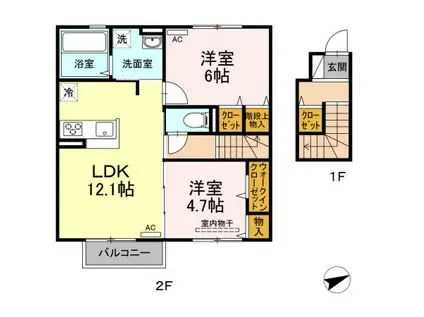 グランド・ジパング(2LDK/2階)の間取り写真