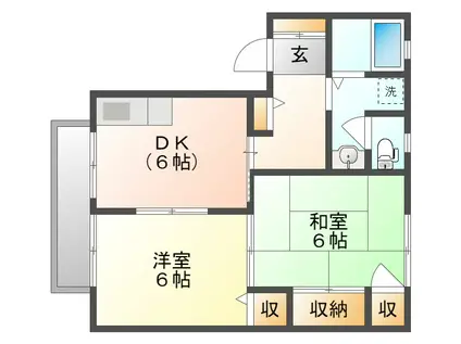 ディアコートLOVEⅡ A棟(2DK/2階)の間取り写真