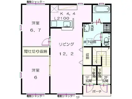 フィオーレ2(2LDK/1階)の間取り写真