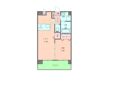 ピュアロイヤル大元(1LDK/7階)の間取り写真