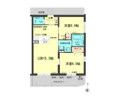 AMISTA西古松(2LDK/5階)の間取り写真