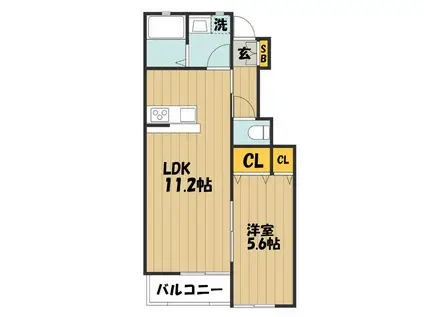 ガーデンテラス B(1LDK/1階)の間取り写真