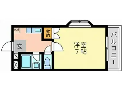 ウエストヒルズ(1K/2階)の間取り写真