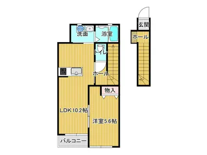 シェルメール庭瀬(1LDK/2階)の間取り写真