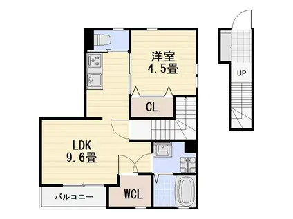 ASUNTO(1LDK/2階)の間取り写真