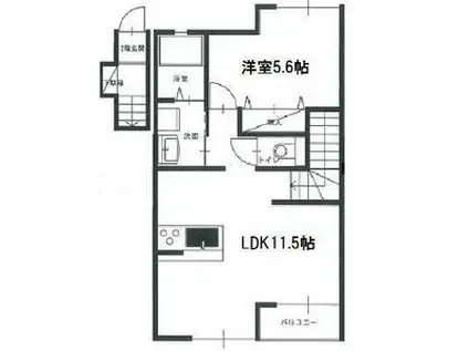 クレア 南棟(1LDK/2階)の間取り写真