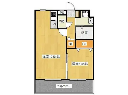 WISTERIA(1LDK/4階)の間取り写真