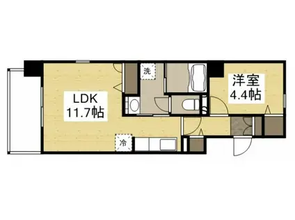 リビンコートSTUDIO奉還町(1LDK/10階)の間取り写真