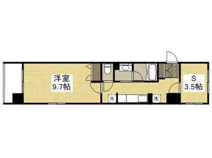 リビンコートSTUDIO富田町(1SK/3階)の間取り写真