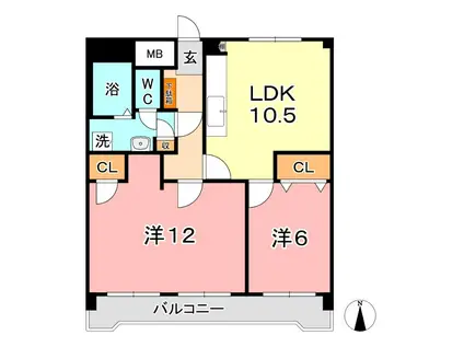 清幸マンション野田(2LDK/1階)の間取り写真