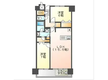 ロイヤルガーデンシティ桑田町(2LDK/7階)の間取り写真