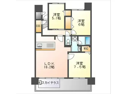 ロイヤルガーデンシティ桑田町(3LDK/12階)の間取り写真
