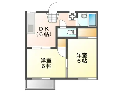ローゼハイツ(2DK/1階)の間取り写真