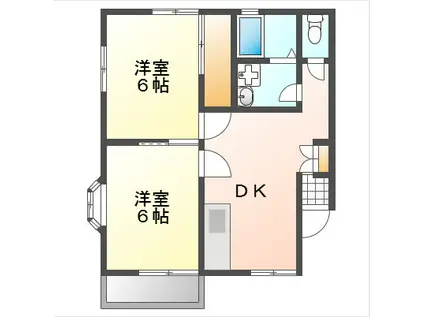 コーポ洋らんF(2DK/1階)の間取り写真