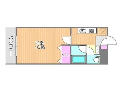 ピュアベルデ奥田本町(1K/3階)の間取り写真