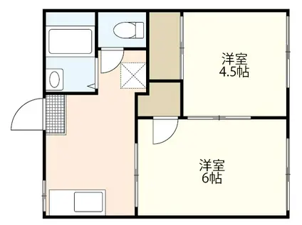 ライトハウス(2K/1階)の間取り写真