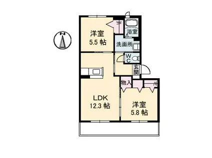 シャーメゾン エスペランサ(2LDK/1階)の間取り写真