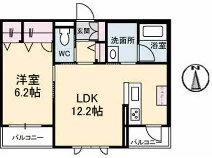 セントラルコート成和(1LDK/1階)の間取り写真