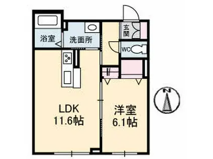 メゾンみくりな白石(1LDK/1階)の間取り写真