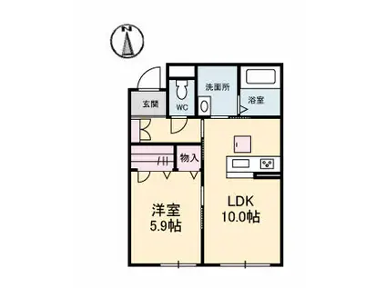 ヴィラ市久(1LDK/1階)の間取り写真