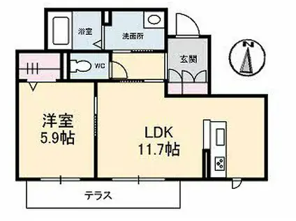 プリティーウーマン B棟(1LDK/1階)の間取り写真
