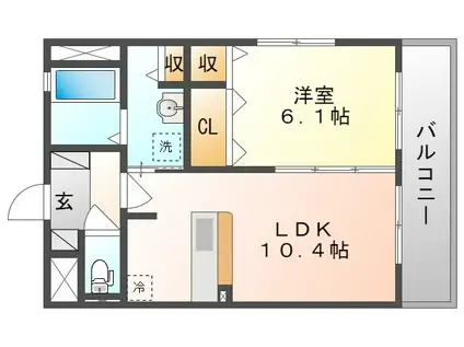 フィネス下中野(1LDK/2階)の間取り写真