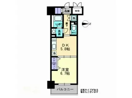 アルファレガロ西古松(1DK/10階)の間取り写真