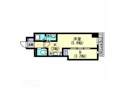 PARK GRANDE 蕃山(1SK/9階)の間取り写真
