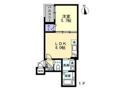 アシェント岡山医大前(1LDK/3階)の間取り写真