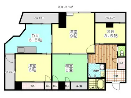 柳町マンション(3SDK/2階)の間取り写真