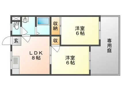 ホワイトメゾンB(2DK/1階)の間取り写真