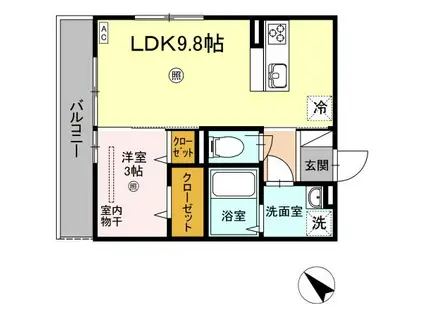 LUCE(1LDK/2階)の間取り写真