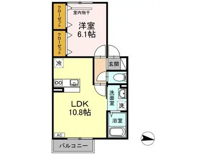 コーポ レーヴ倉富(1LDK/2階)の間取り写真
