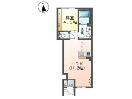 マンションアーク参番館(1LDK/1階)の間取り写真