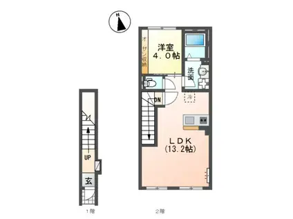 マンションアーク参番館(1LDK/2階)の間取り写真