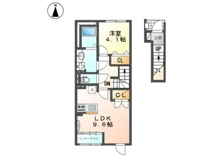 スターテラスⅡ西大寺(1LDK/2階)の間取り写真