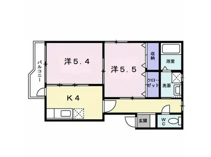 ヴィラ・フォンティーヌ(2K/2階)の間取り写真