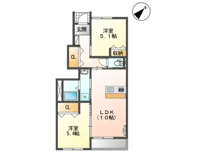 グレースベリー(2LDK/1階)の間取り写真