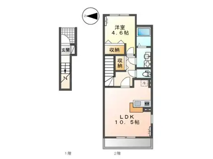 ヴァンヴェール(1LDK/2階)の間取り写真