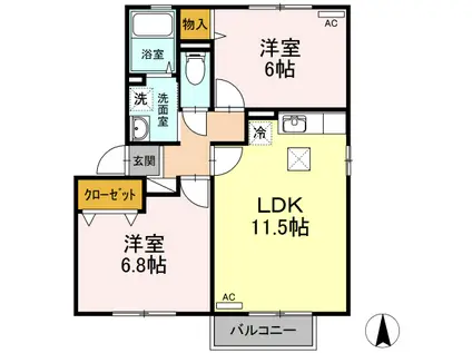 FLOR A棟(2LDK/2階)の間取り写真