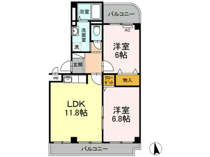 PLEIADES A棟(2LDK/1階)の間取り写真