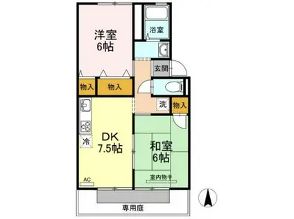 シルバーストン(2DK/1階)の間取り写真
