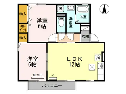 アルカディア A棟(2LDK/1階)の間取り写真